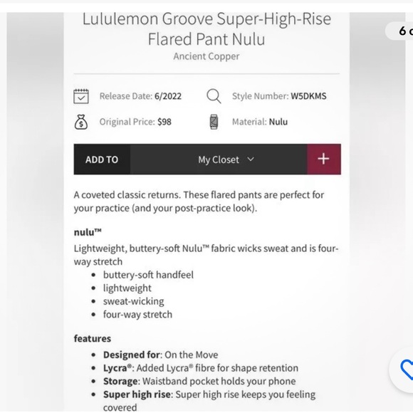 Lululemon Groove Super High Rise Flared Pant Nulu sz 6 - Picture 8 of 8